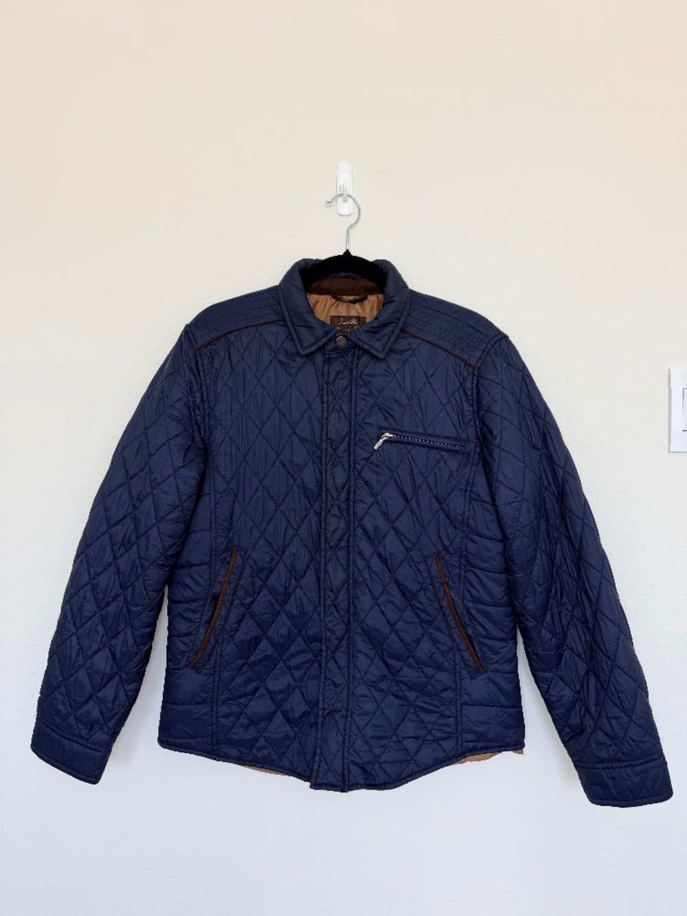 Tasso Elba Men's Navy Blue Quilted Barn Jacket Coat Size Medium